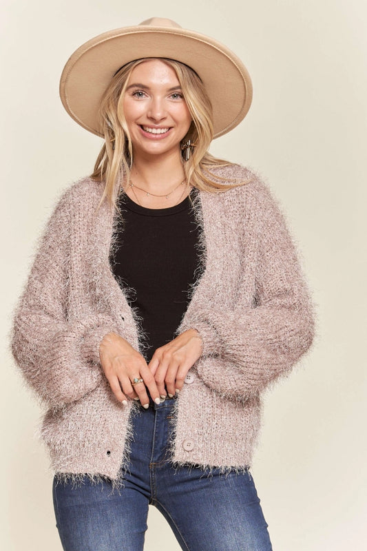 BUTTON Down Sweater Cardigan - Sand