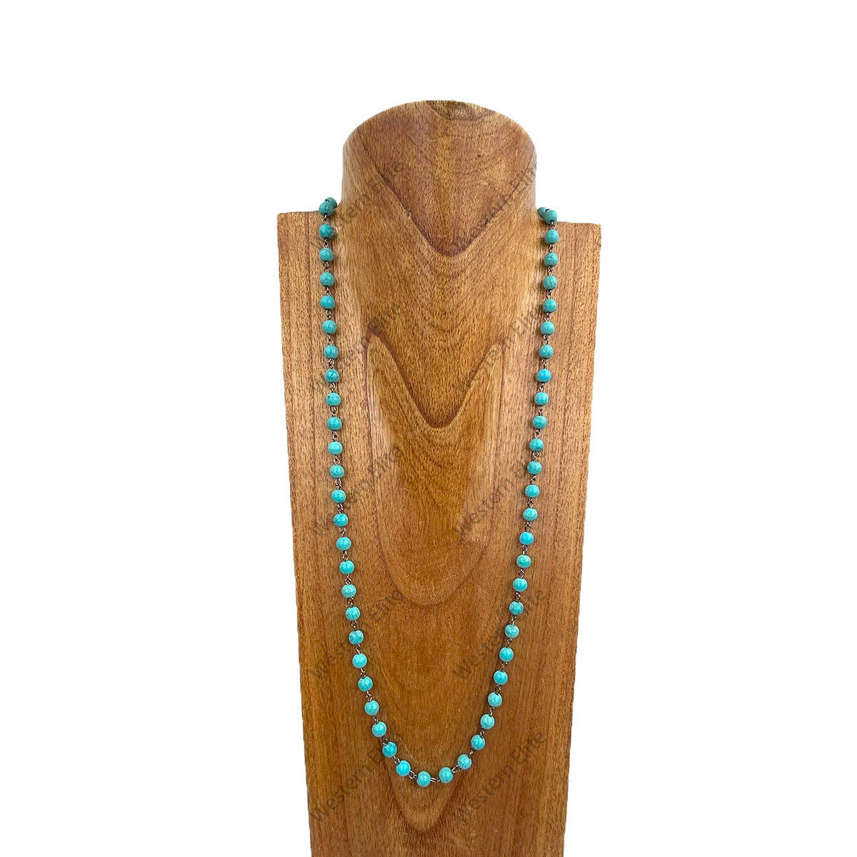 36 inches silver metal with blue turquoise stone chain Necklace