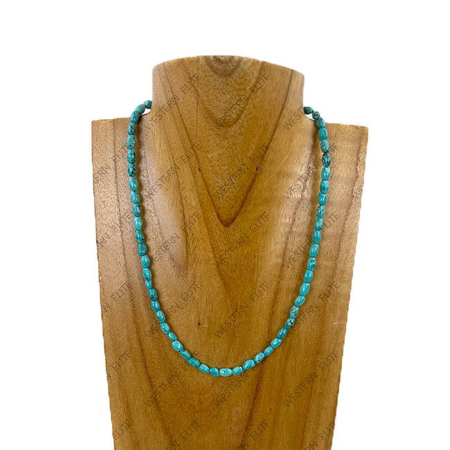 16'' blue rice shape turquoise stone beads Necklace