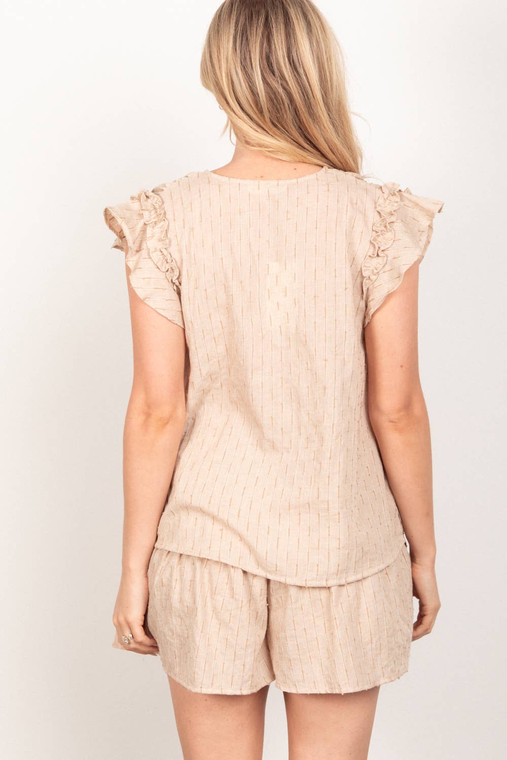 Solid Cotton Woven Cute Top & Shorts Set