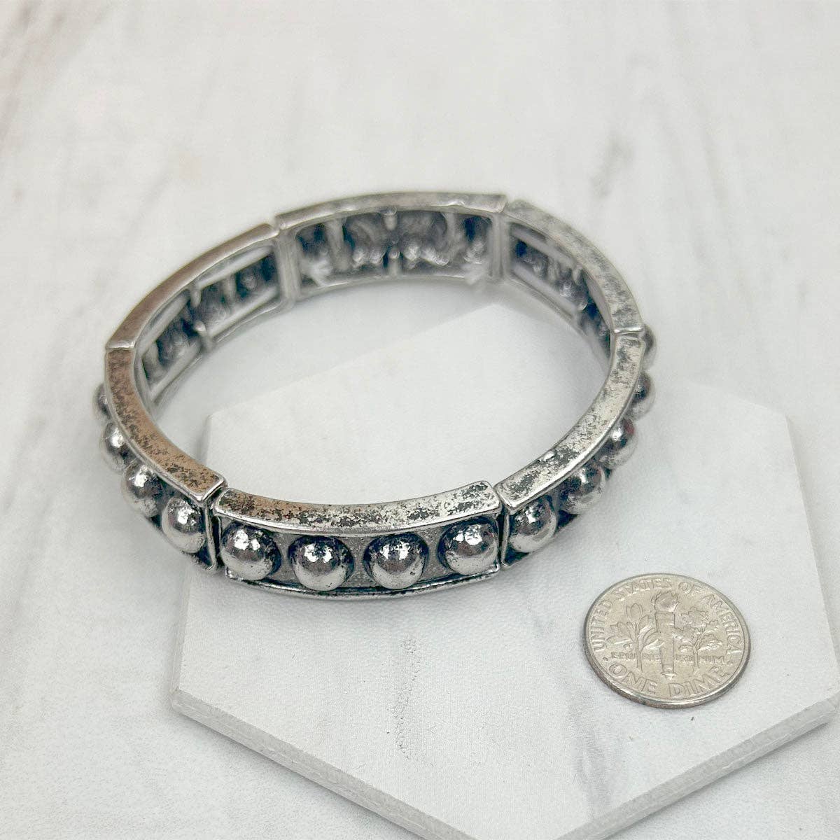 Silver metal stretchy Bracelet