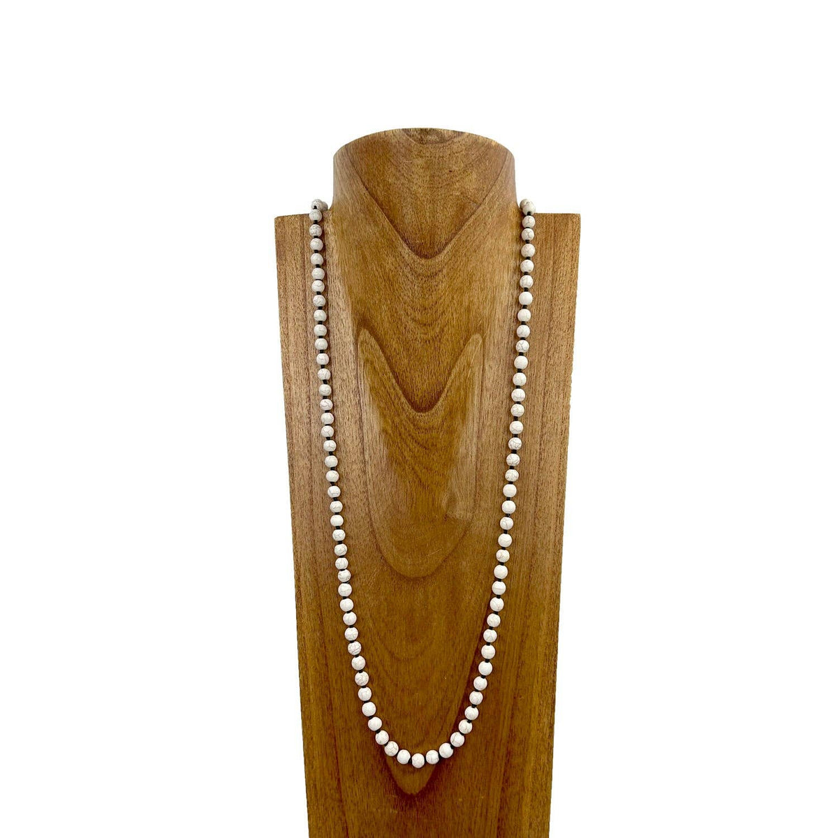 34 inches long 8mm white stone beads Necklace