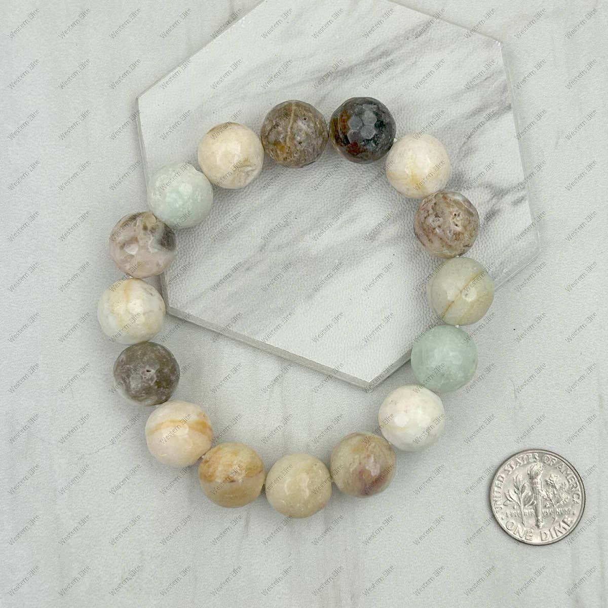 Light brown face cut agate beads Bracelet.