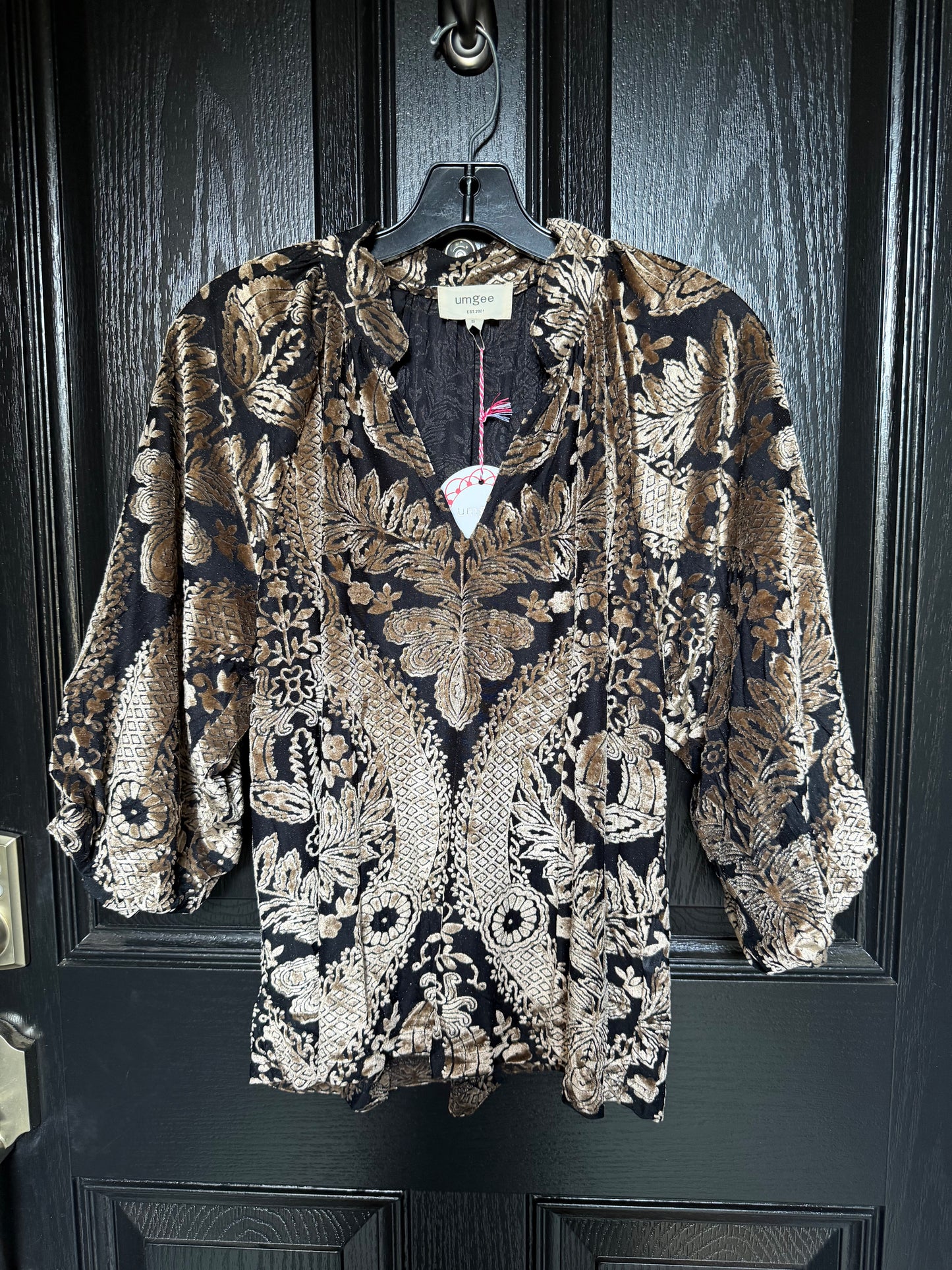 Damask Print Velvet Top
