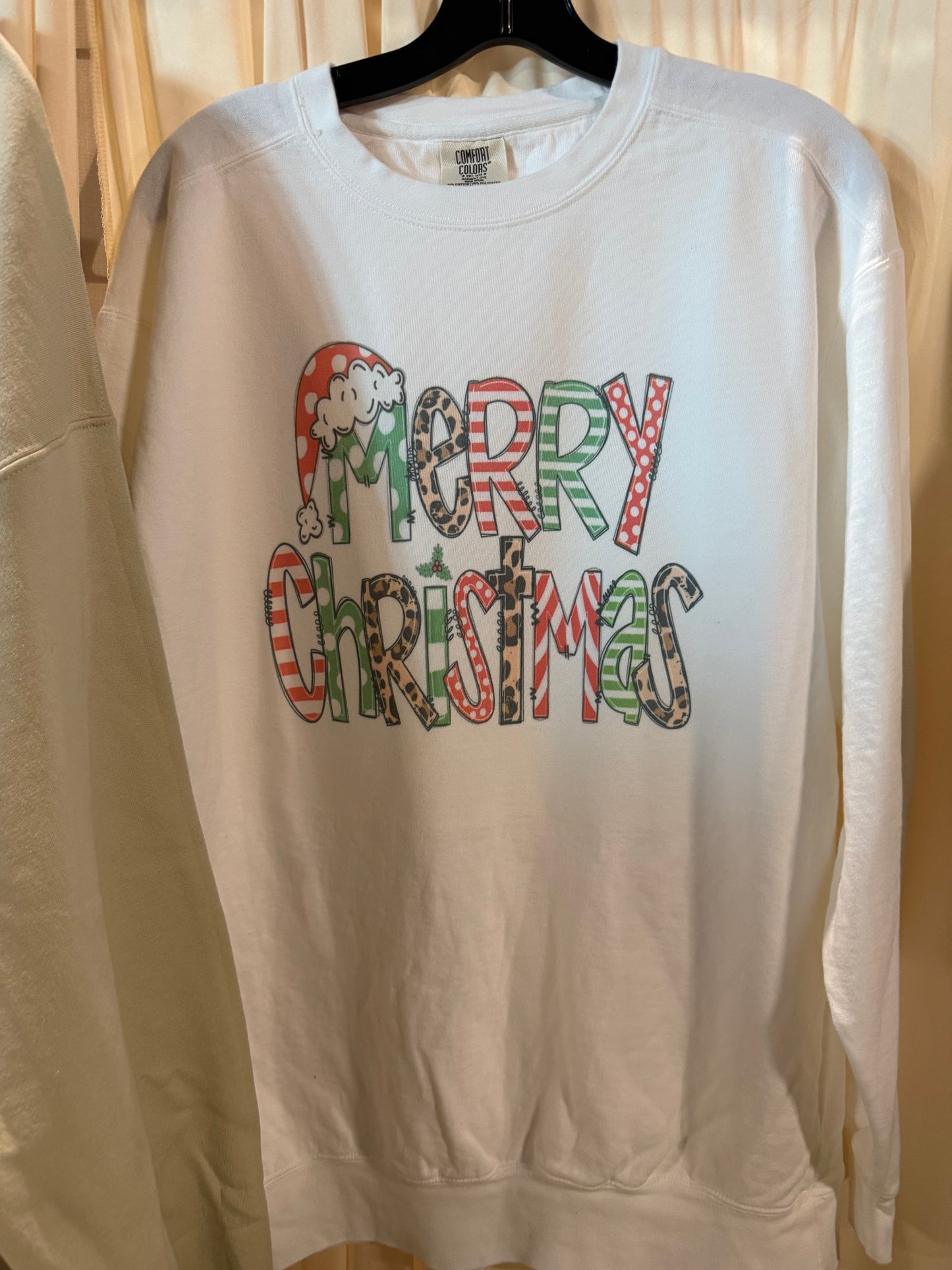 Merry Christmas Mix Crewneck White Sweatshirt