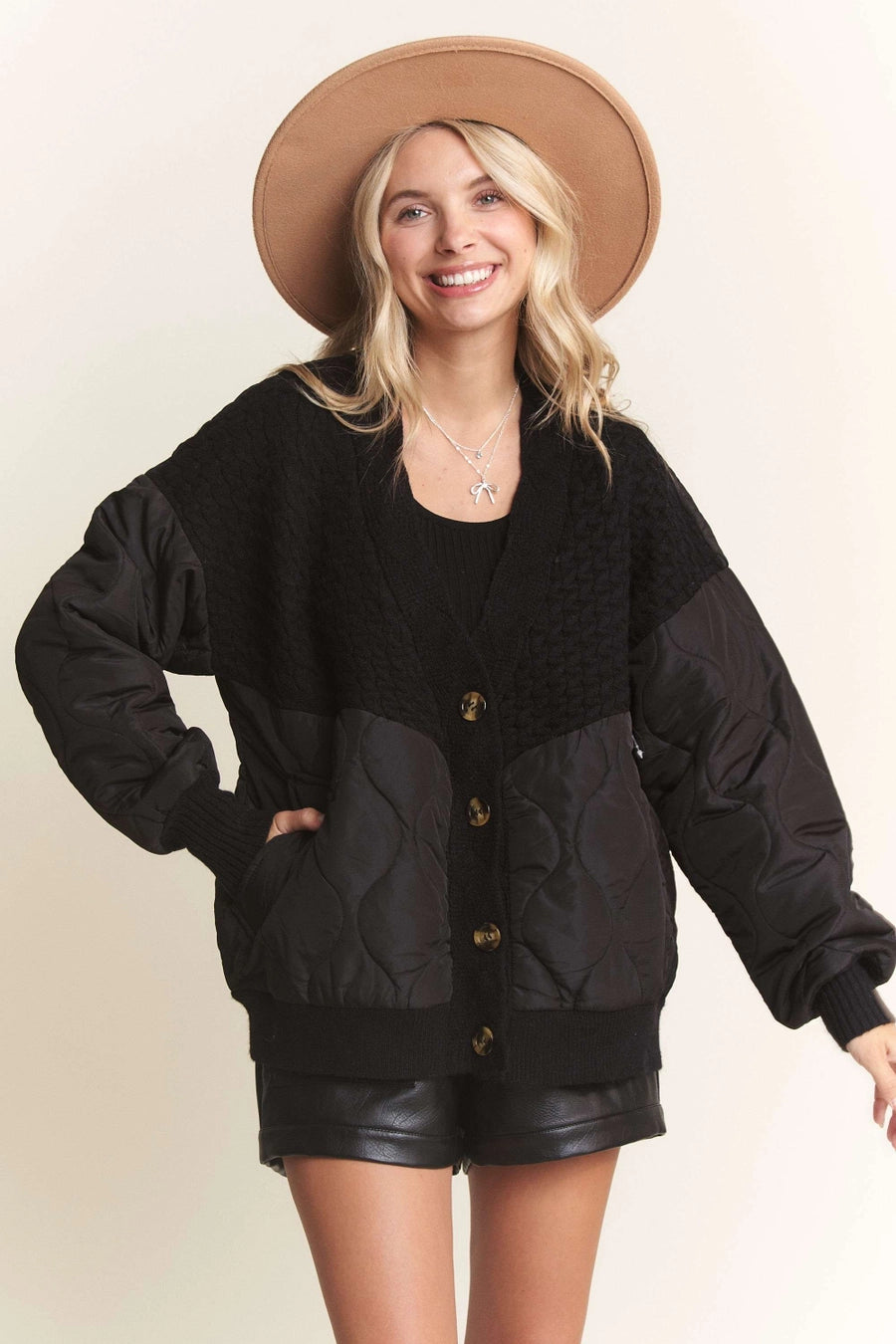 BUTTON Down Quilted Cardigan Jacket