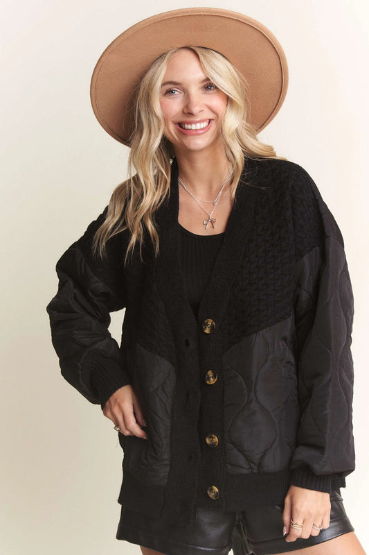 BUTTON Down Quilted Cardigan Jacket