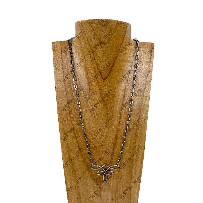 21'' Silver metal chain with Celtic lotus pendant Necklace