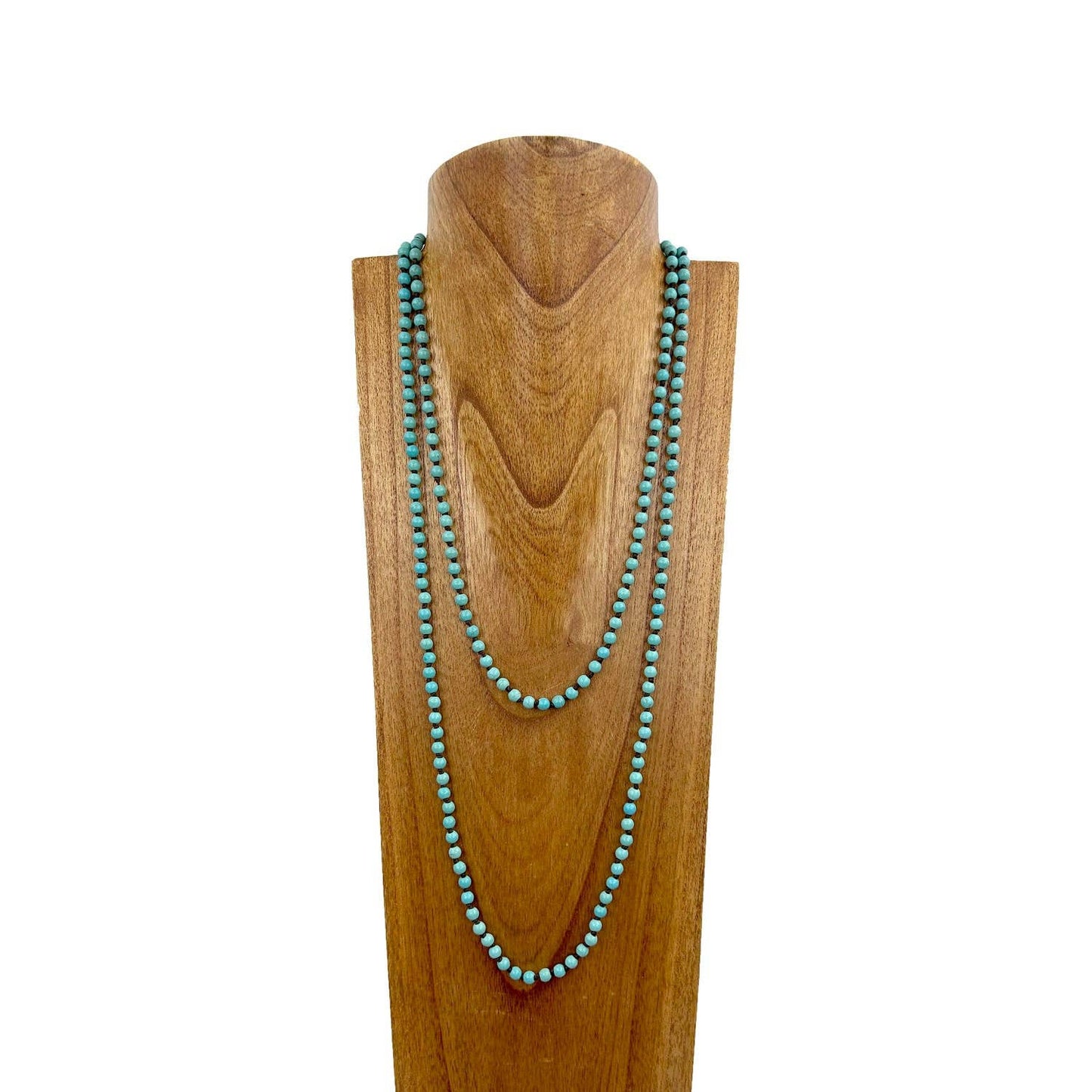 Blue turquoise stone Necklace - 60 inches long 6mm