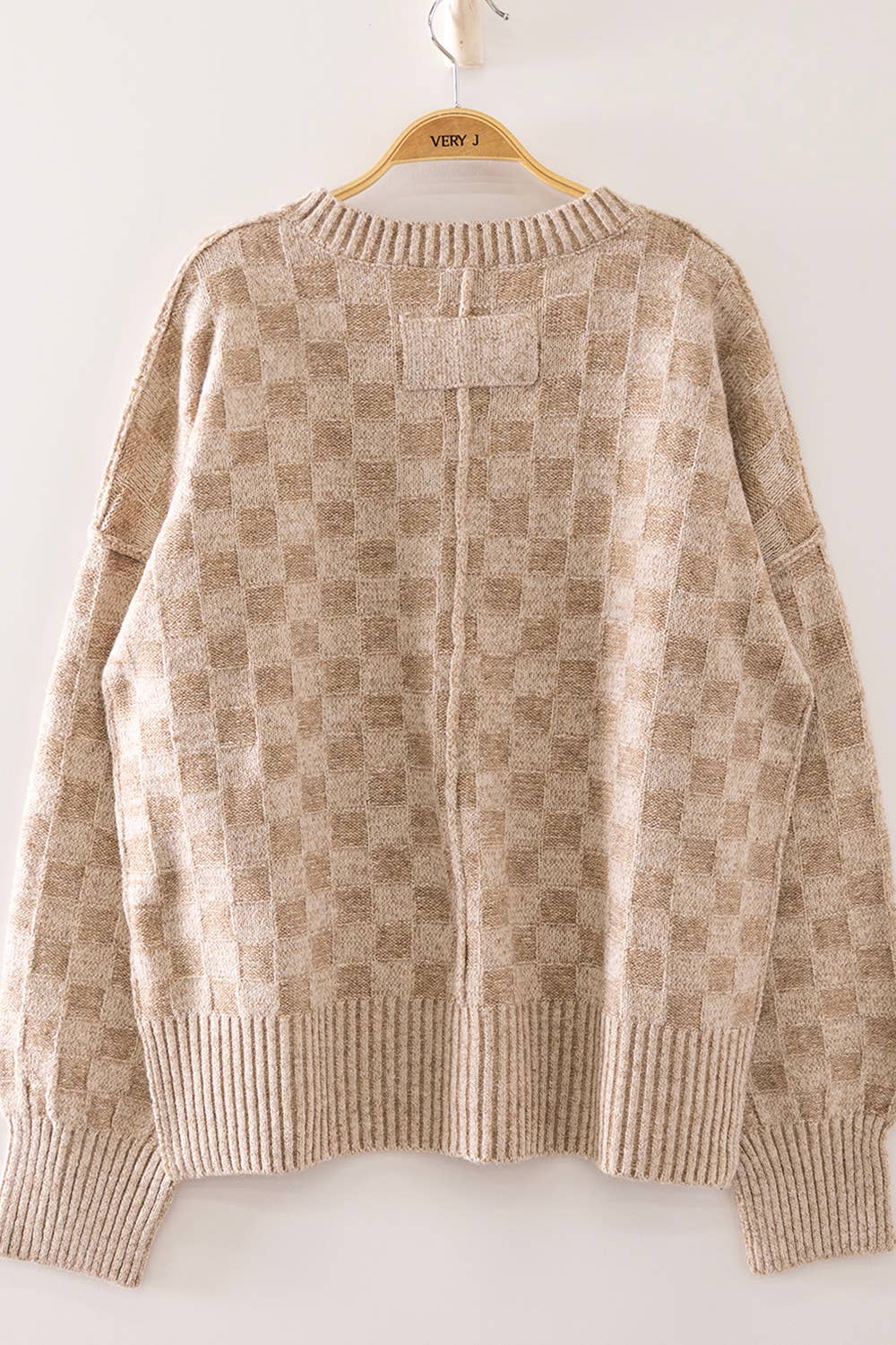 PLUS SIZE Checkerboard Knit Sweater