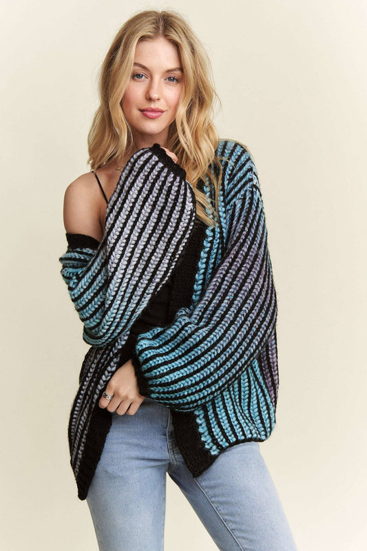 MULTI COLOR OMBRE SWEATER CARDIGAN