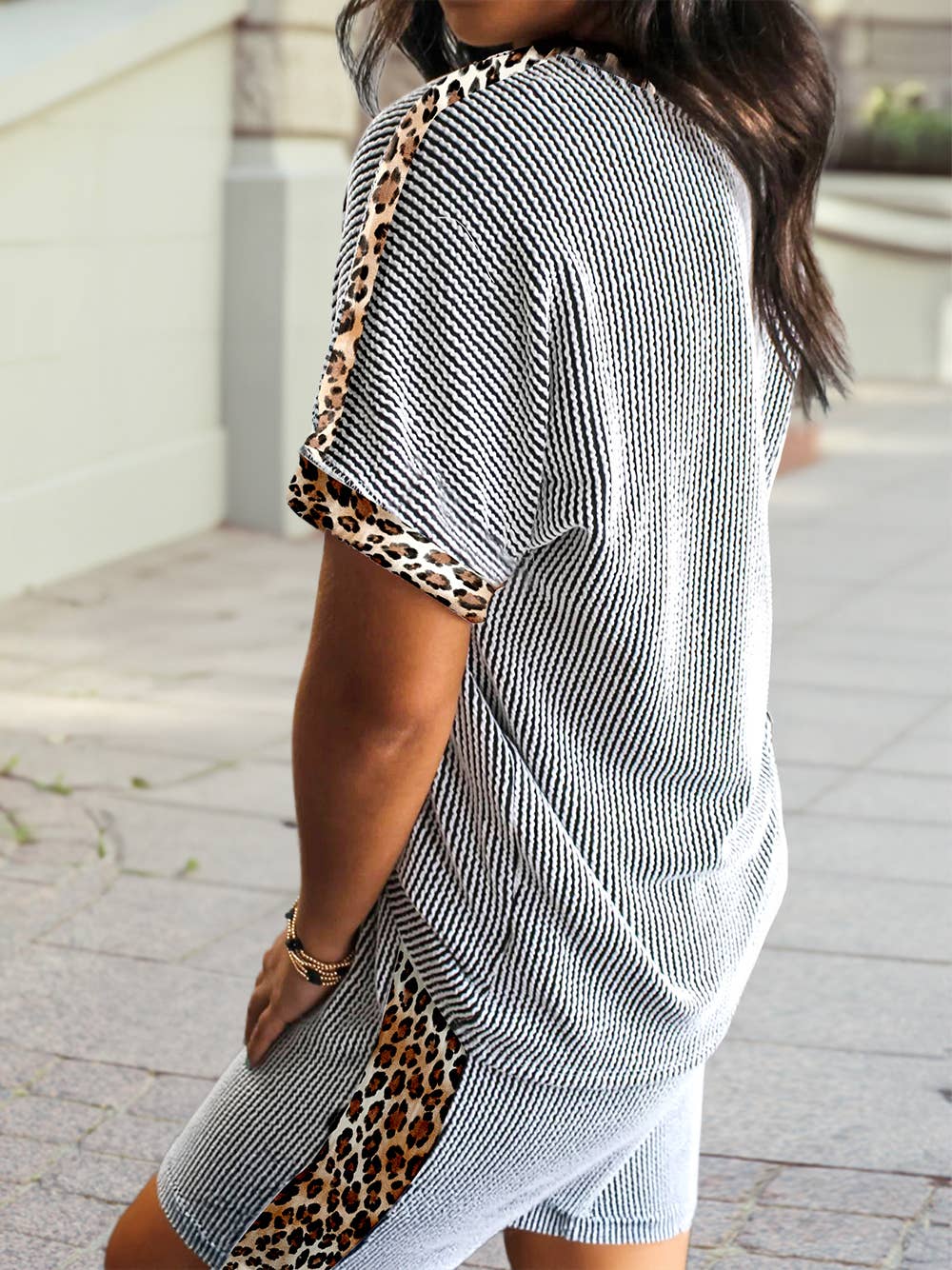 Leopard Natural Shift Short Sleeve 2pcs Pants Spring Sets