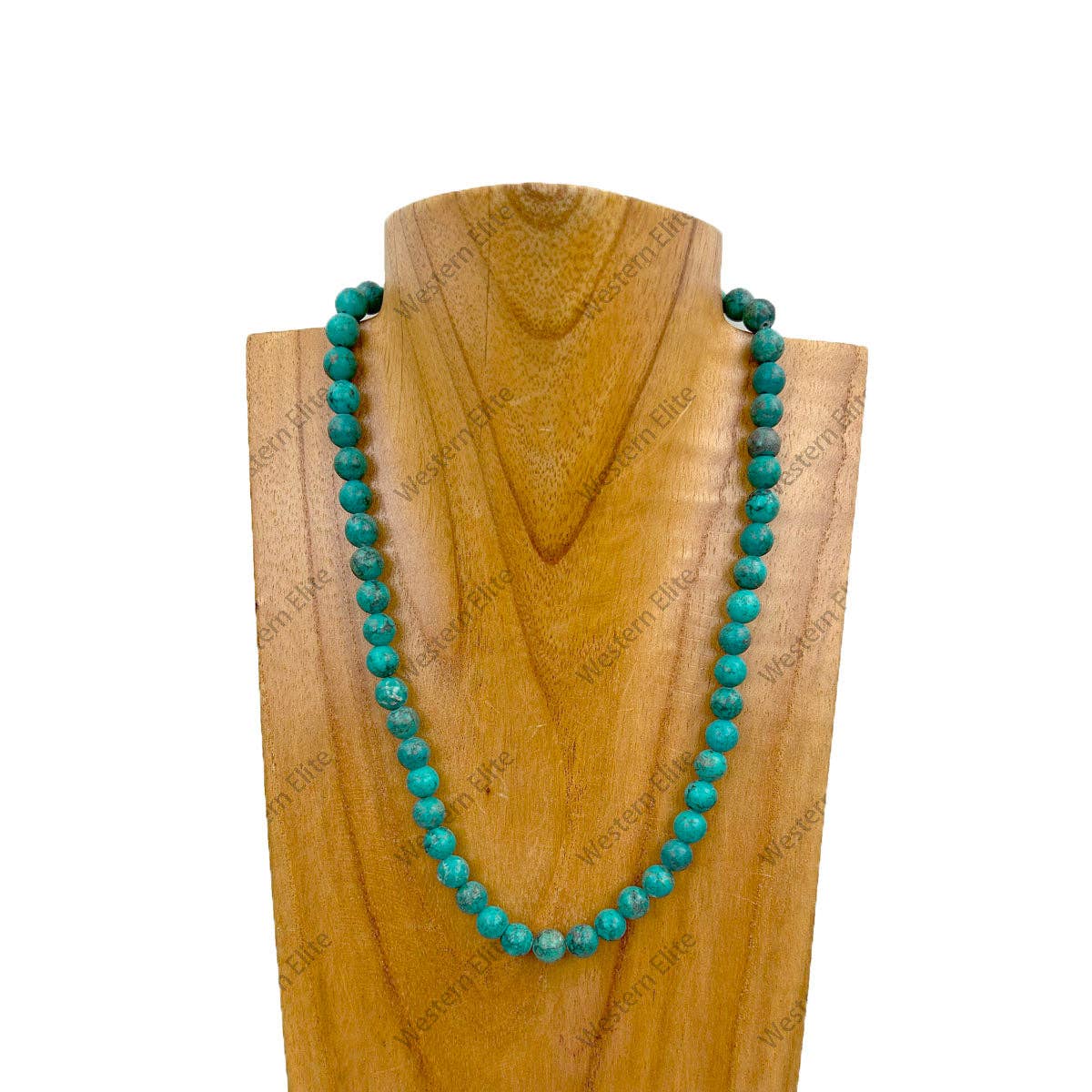16 inches 8mm dark green turquoise stone ball Necklace