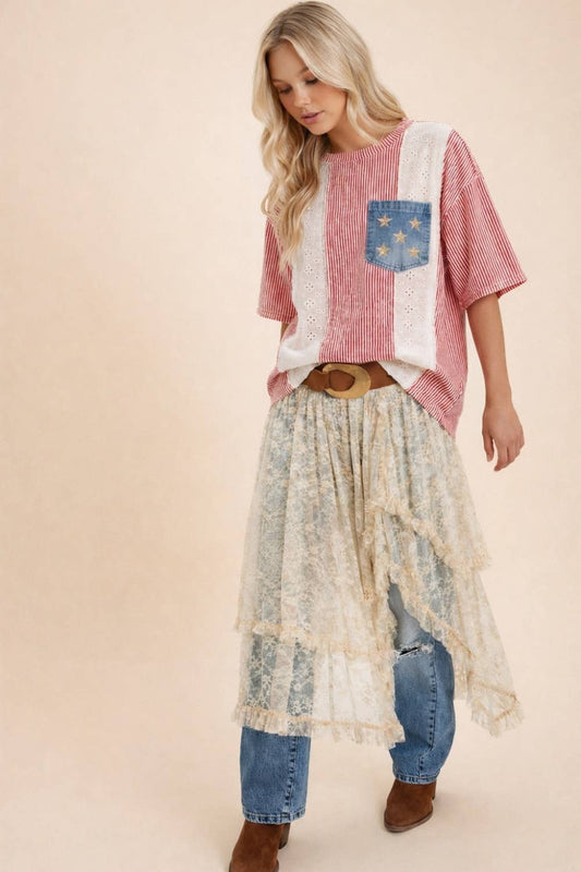 4th of July Feminine classic Americana top