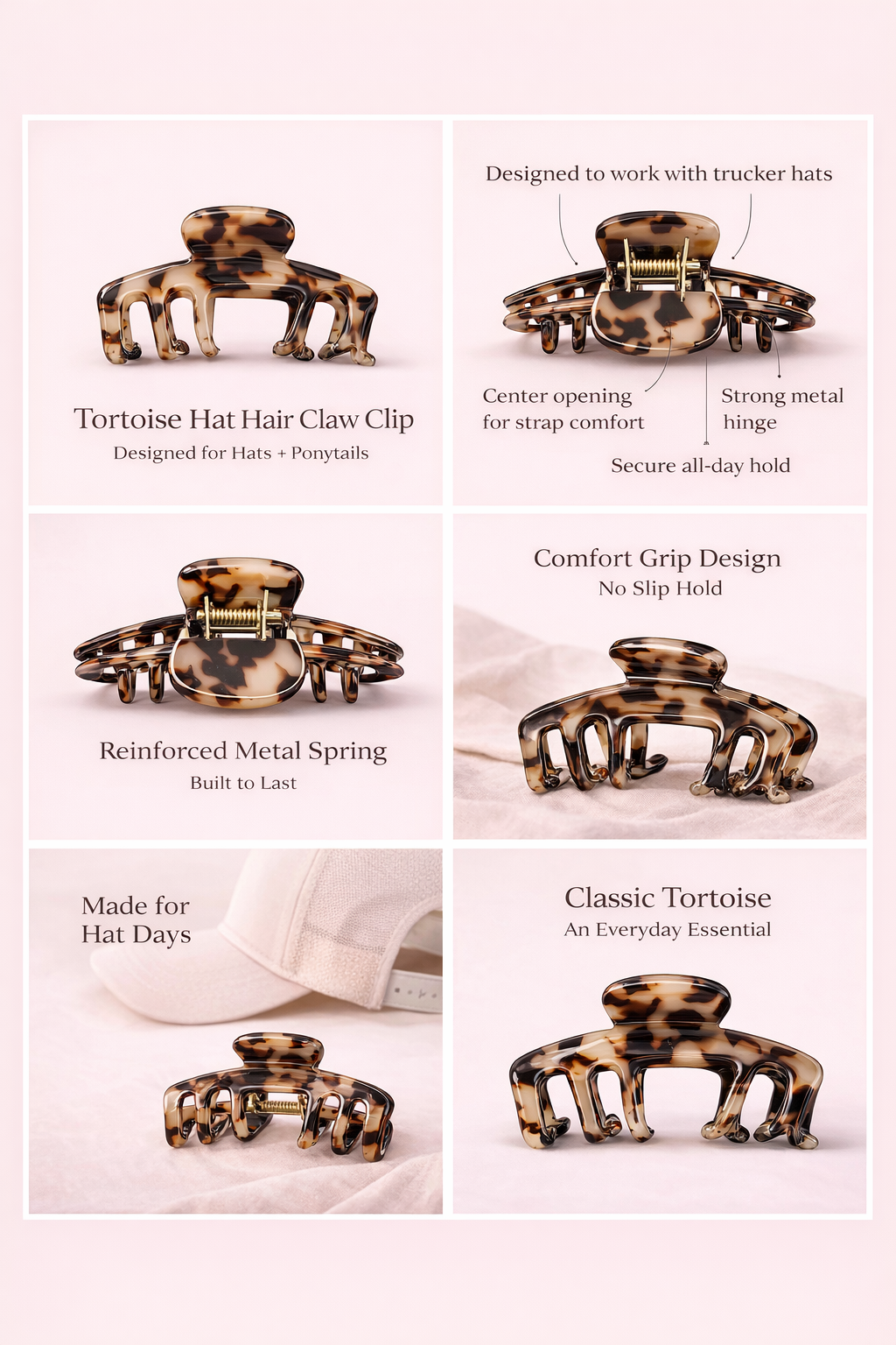 Hat Hair Claw Clip Tortoise