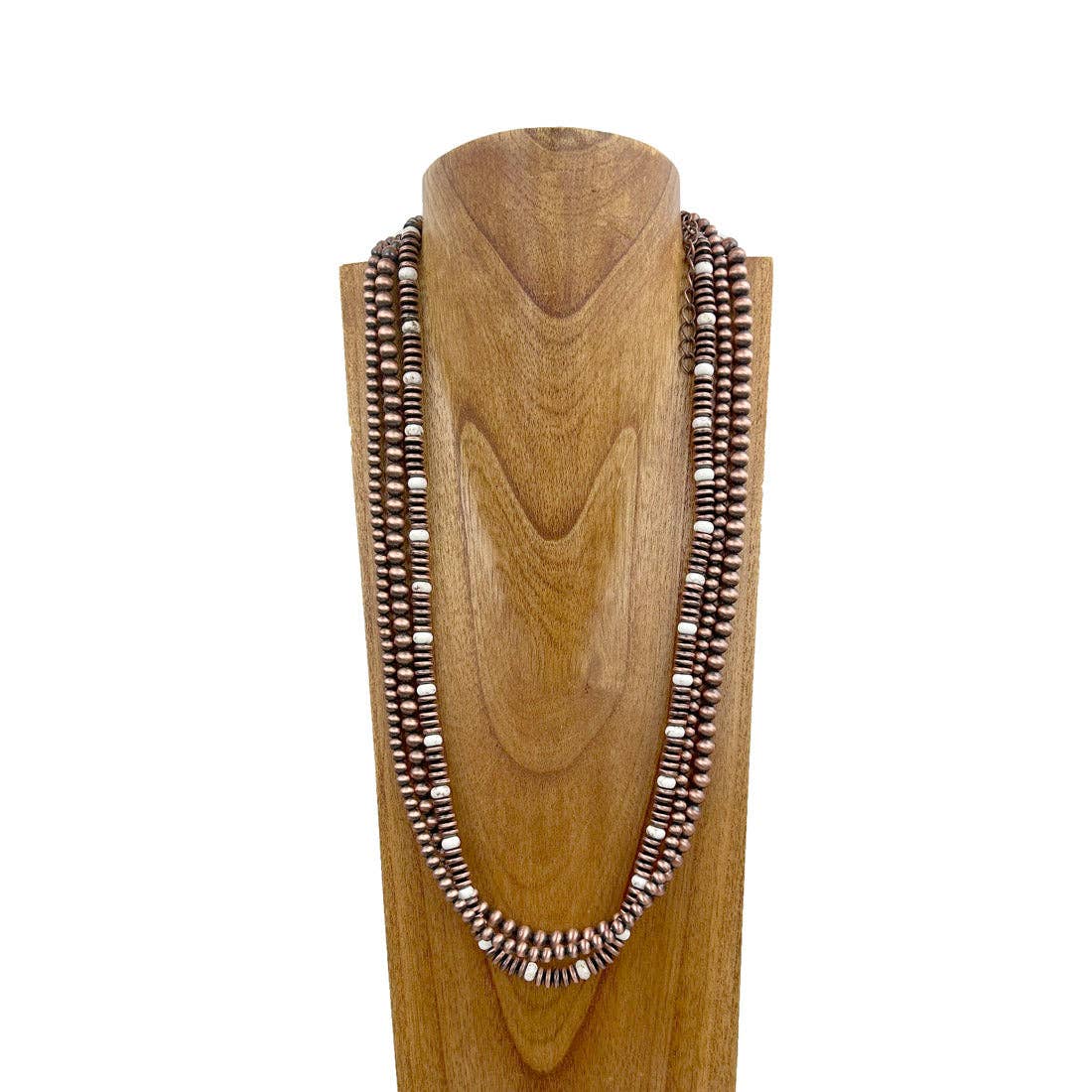 Copper Navajo pearl with white stone beads Necklace - 31 inches