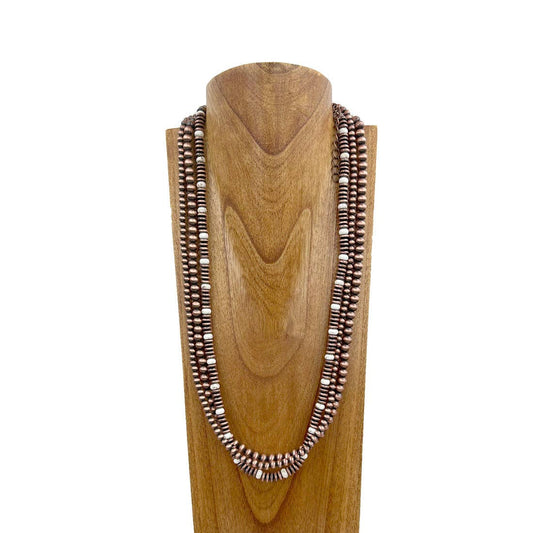 Copper Navajo pearl with white stone beads Necklace - 31 inches