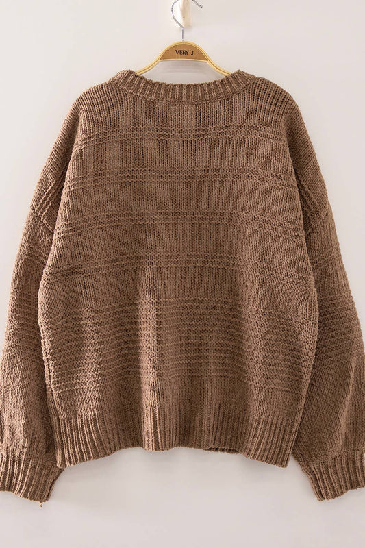 Boat Neck Oversized Knit Sweater