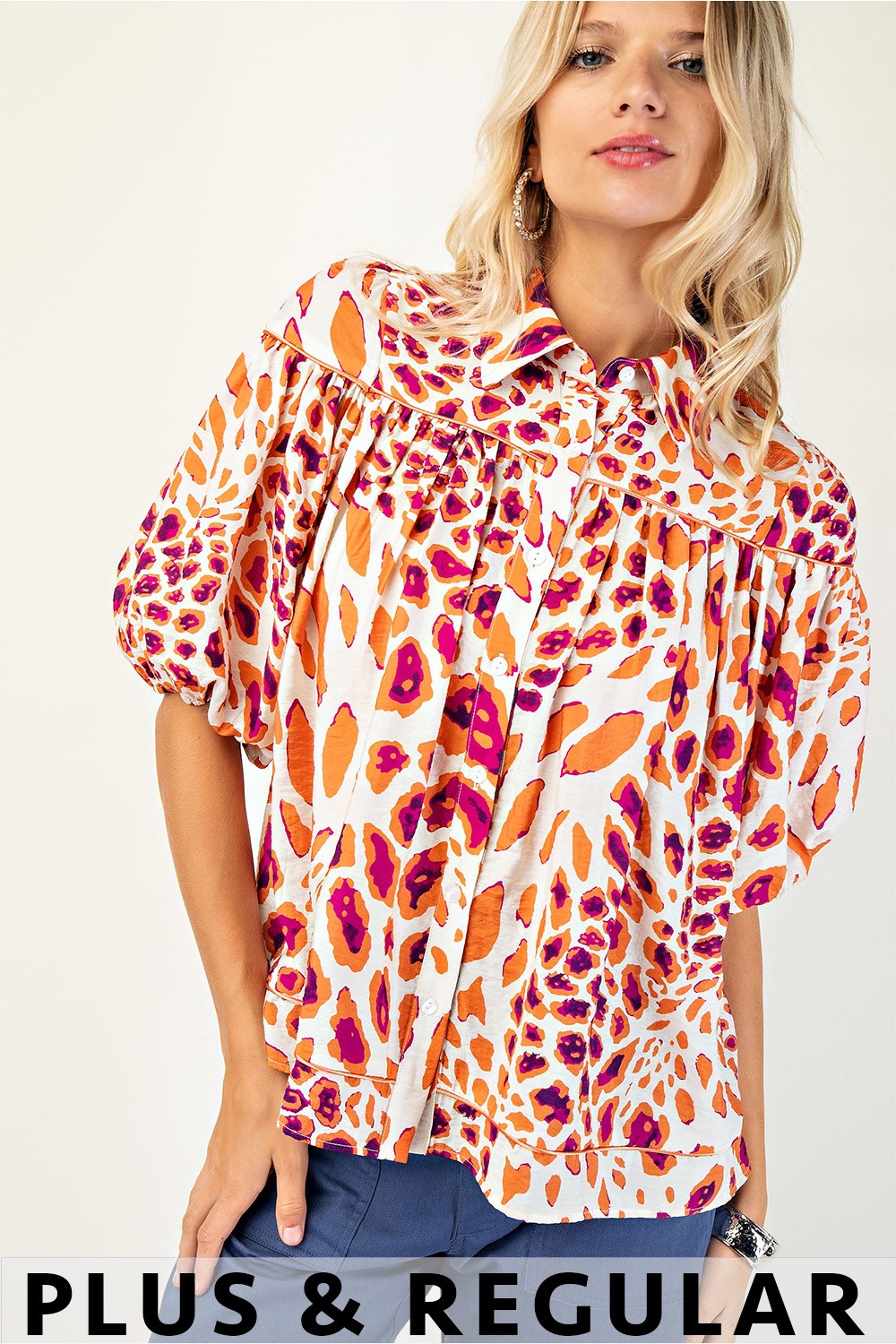 Leopard Print Button Down Blouse