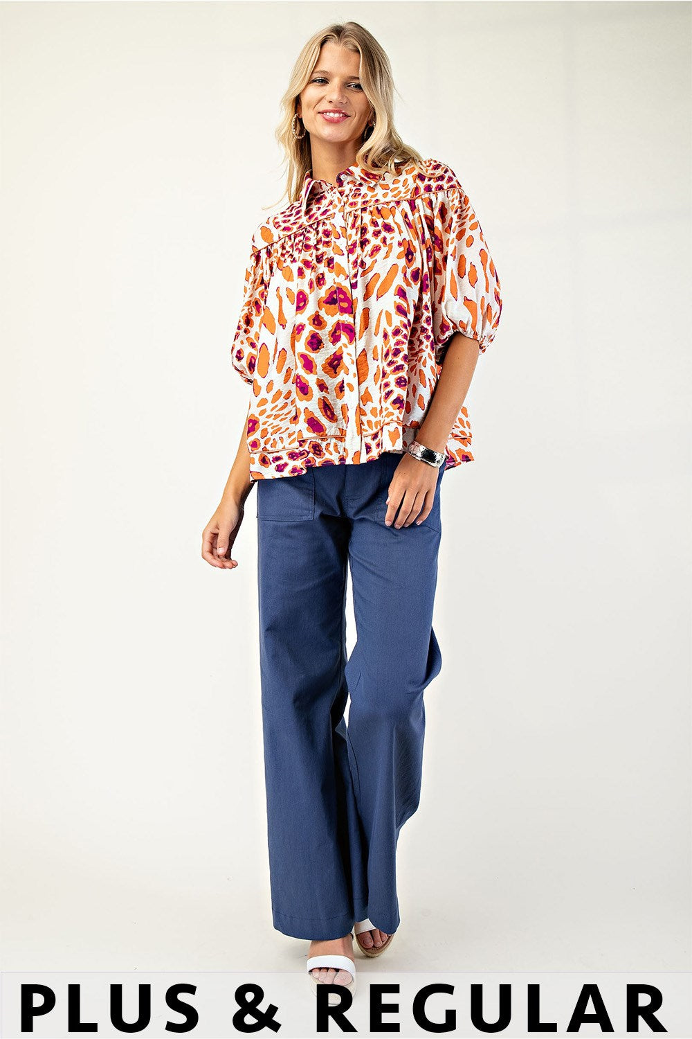 Leopard Print Button Down Blouse