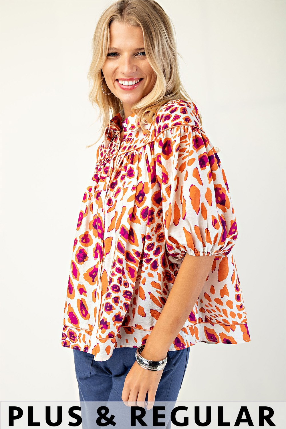 Leopard Print Button Down Blouse