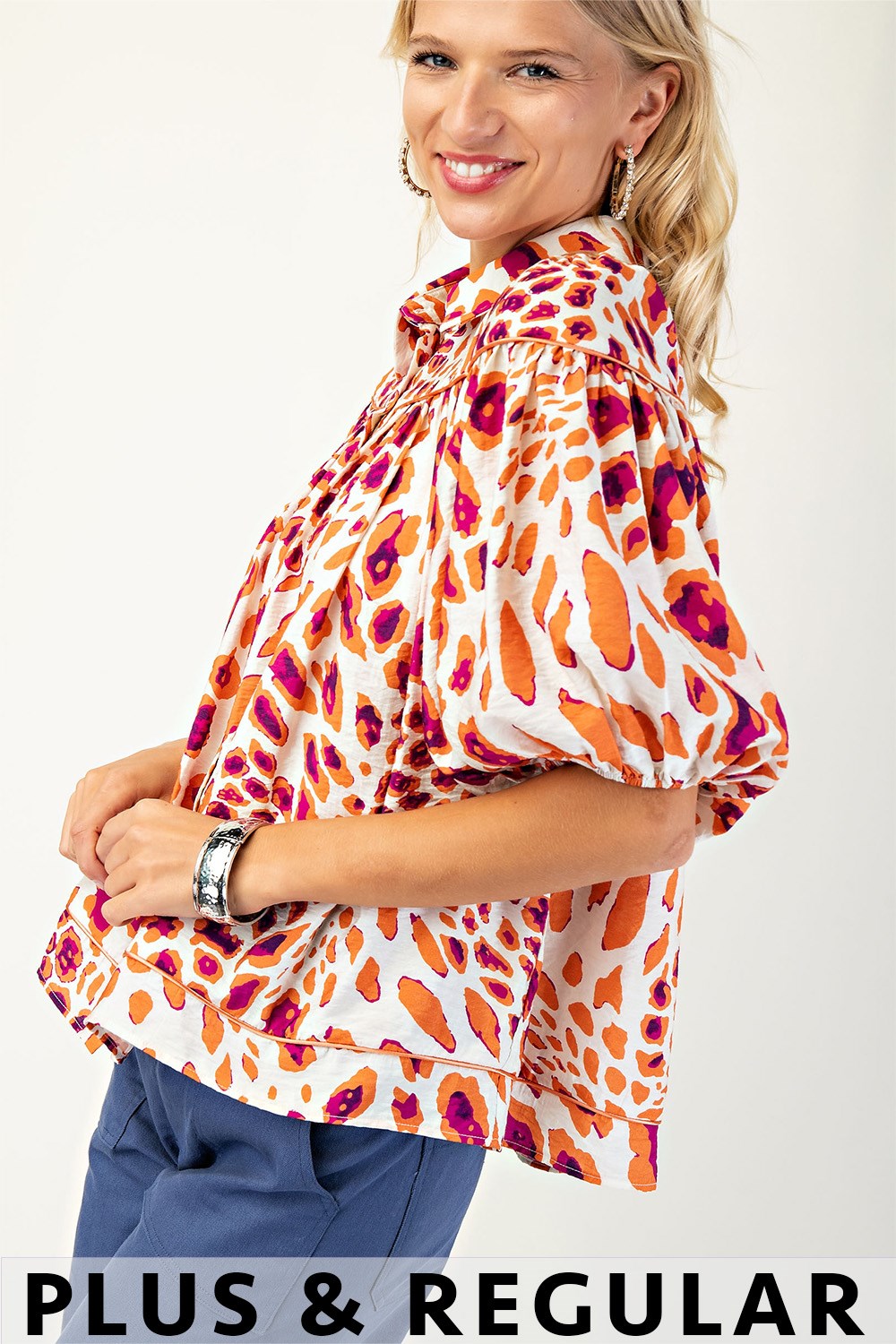 Leopard Print Button Down Blouse