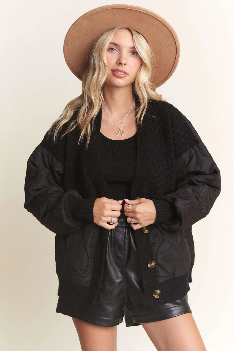 BUTTON Down Quilted Cardigan Jacket