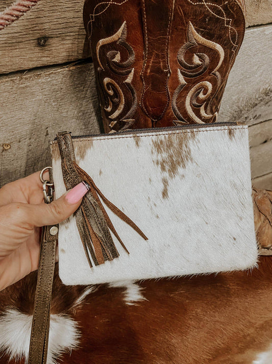 Trendy Colette Cowhide Wristlet Clutch