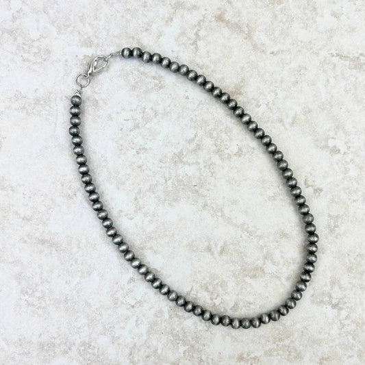 18 Inches 6mm silver Navajo pearl bead Necklace