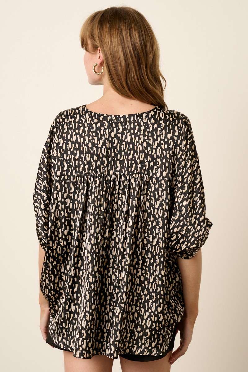 ANIMAL PRINT DOLMAN OVERSIZE BLOUSE