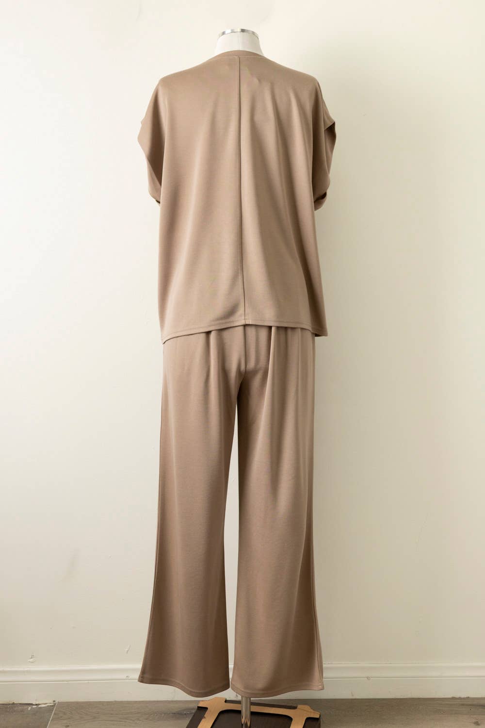 Solid Knit Comfy Top & Pants Set Color Mocha