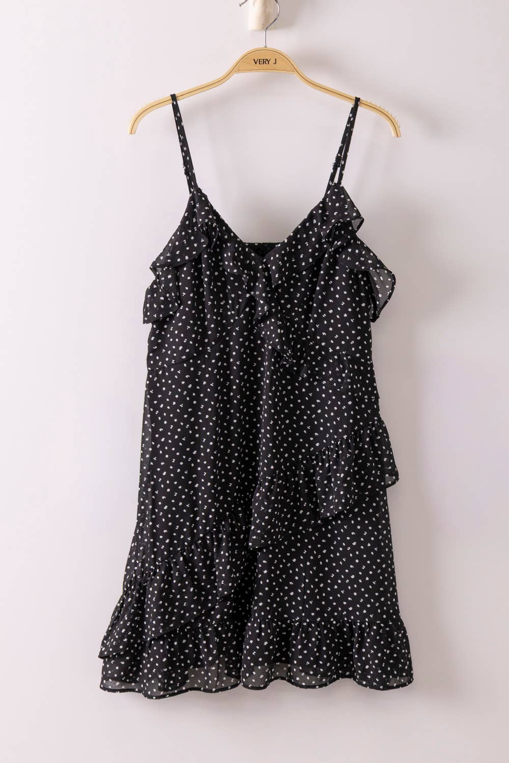 Ruffled Dotted Woven Mini Dress