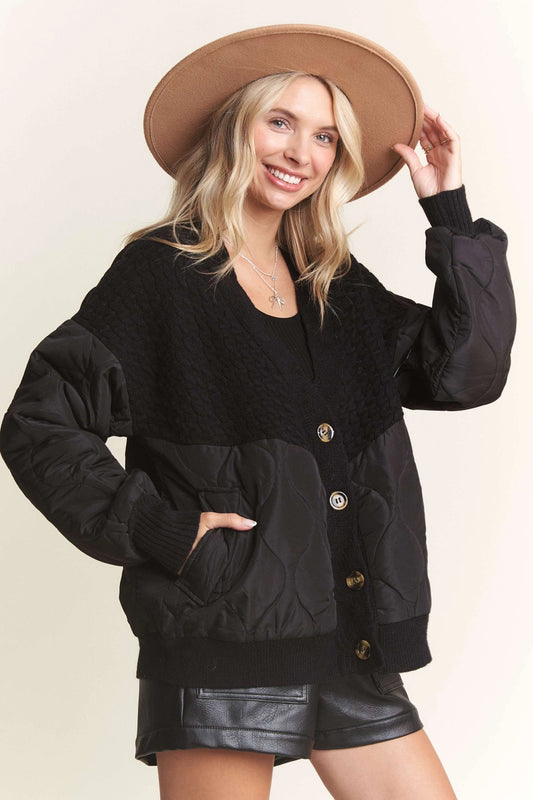 BUTTON Down Quilted Cardigan Jacket