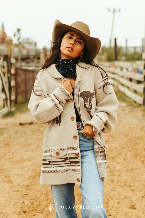 Cream Cowskull Sweater Cardigan
