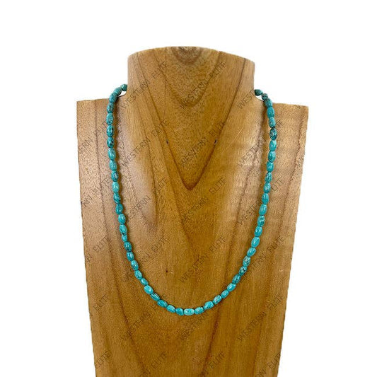 16'' blue rice shape turquoise stone beads Necklace
