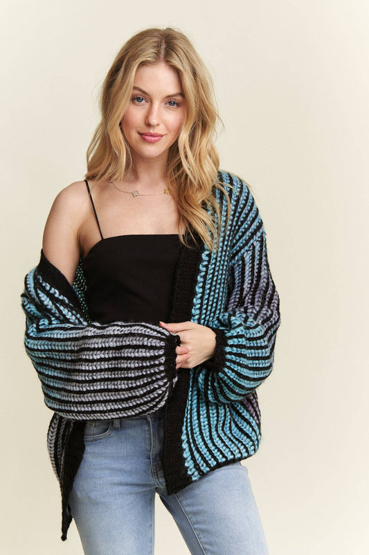 MULTI COLOR OMBRE SWEATER CARDIGAN