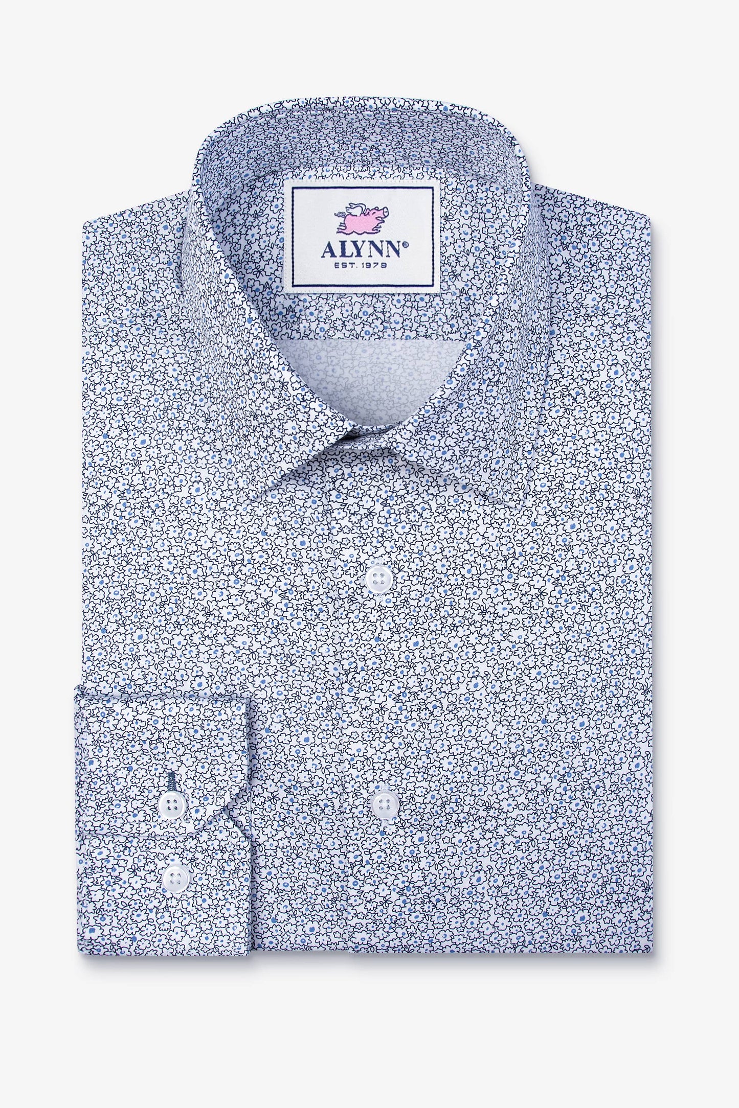 Reid Floral Untuckable Classic Fit Dress Shirt White Alynn
