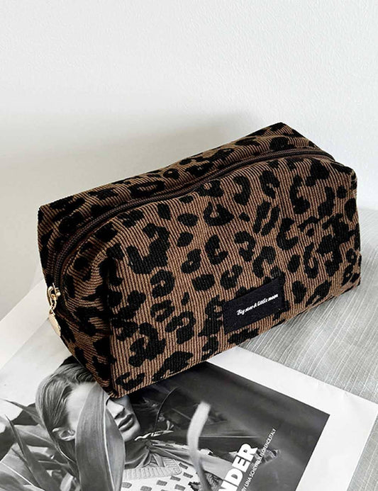 Minimalist Leopard Print Travel Portable Cosmetic Bag