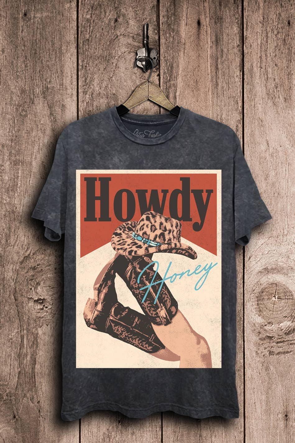 Howdy Honey Graphic Top: Vintage Black Mineral Wash