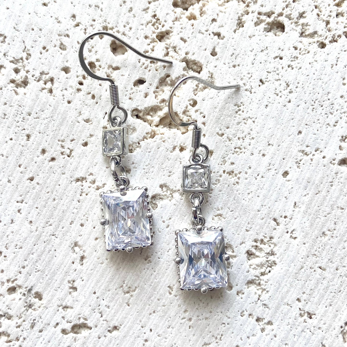 Silver sparkly crystal earrings