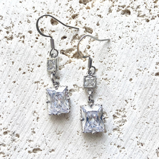 Silver sparkly crystal earrings