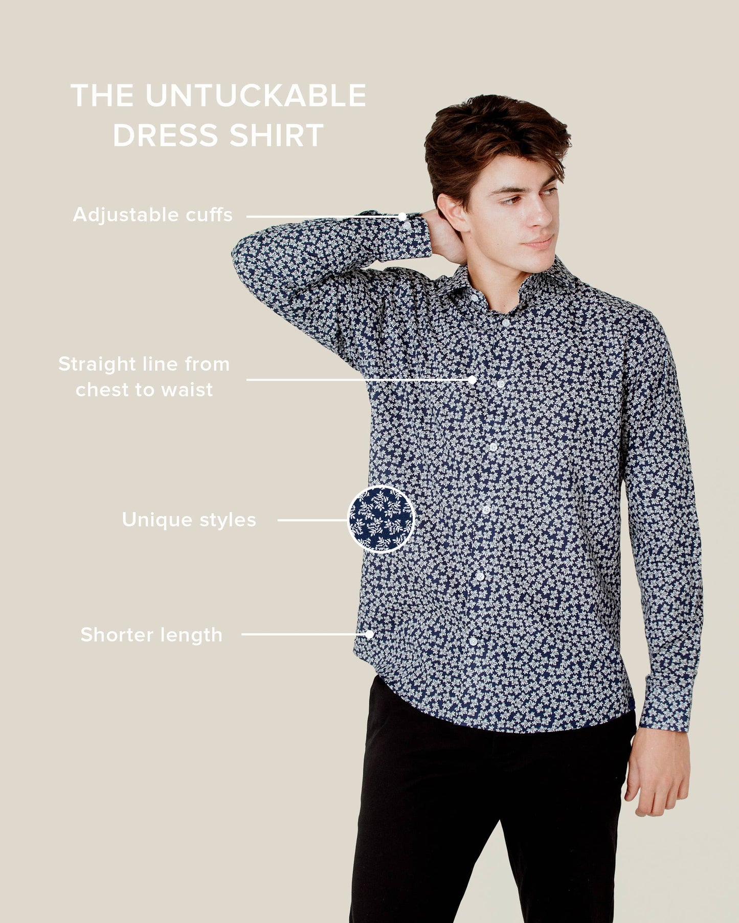 Liam Dark Denim Untuckable Slim Fit Dress Shirt by Alynn