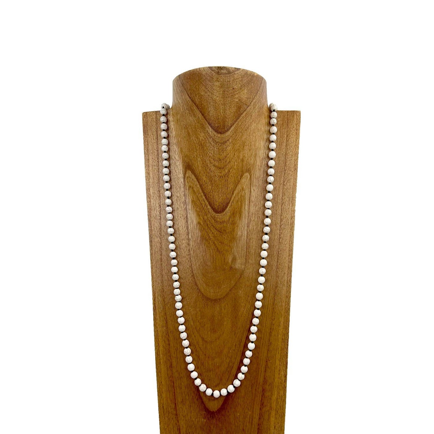 34 inches long 8mm white stone beads Necklace