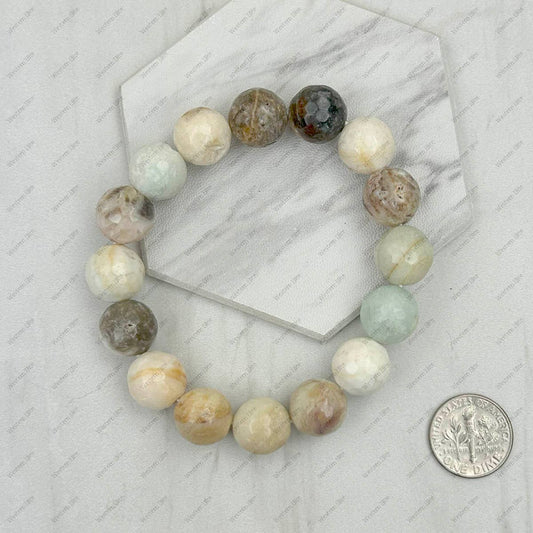 Light brown face cut agate beads Bracelet.