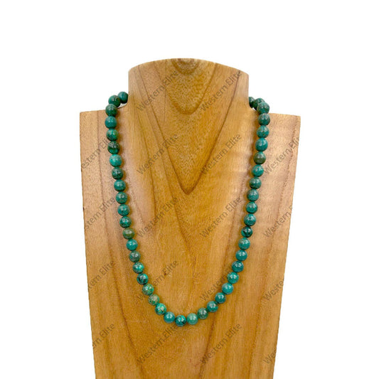 16 inches 8mm dark green turquoise stone ball Necklace