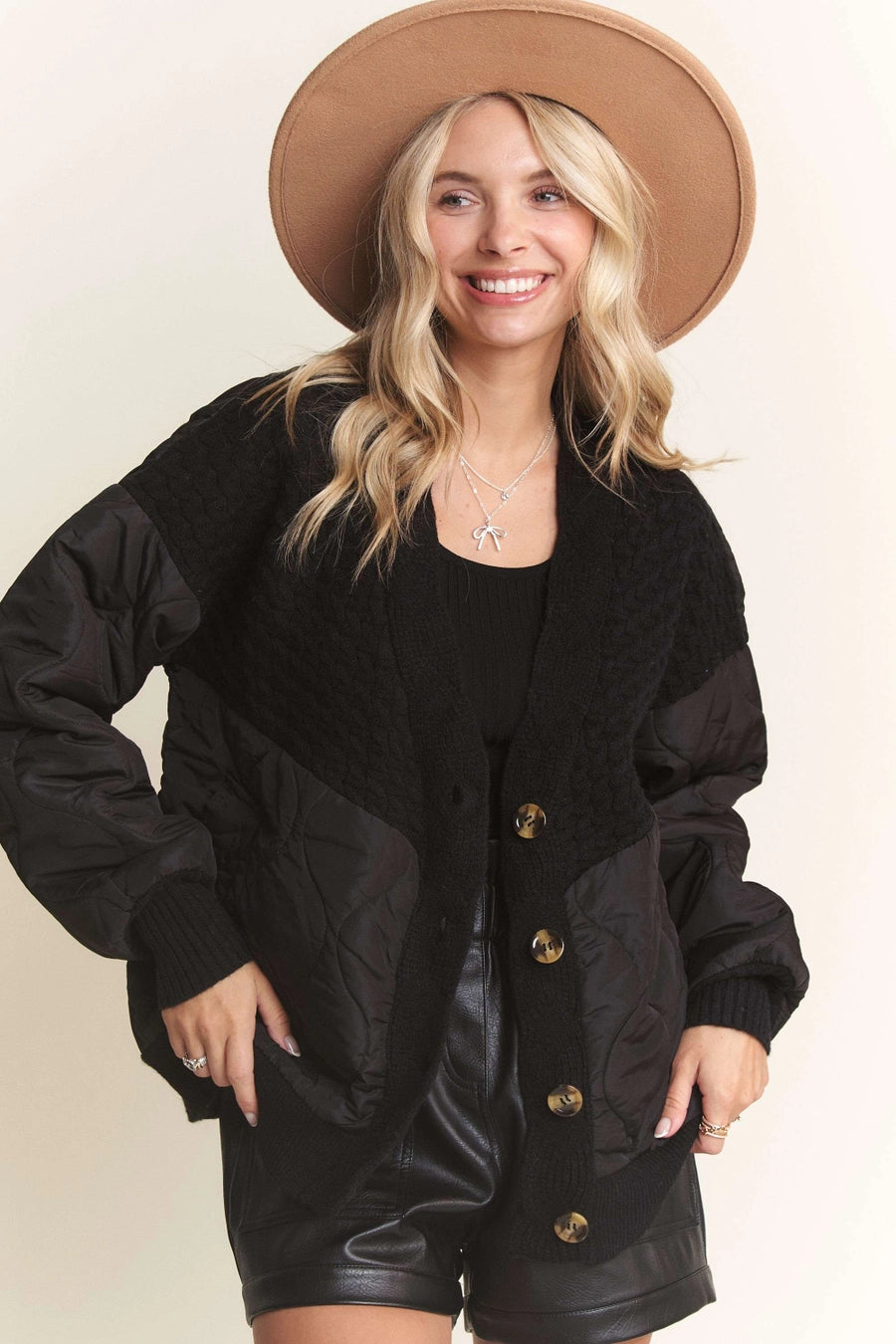 BUTTON Down Quilted Cardigan Jacket