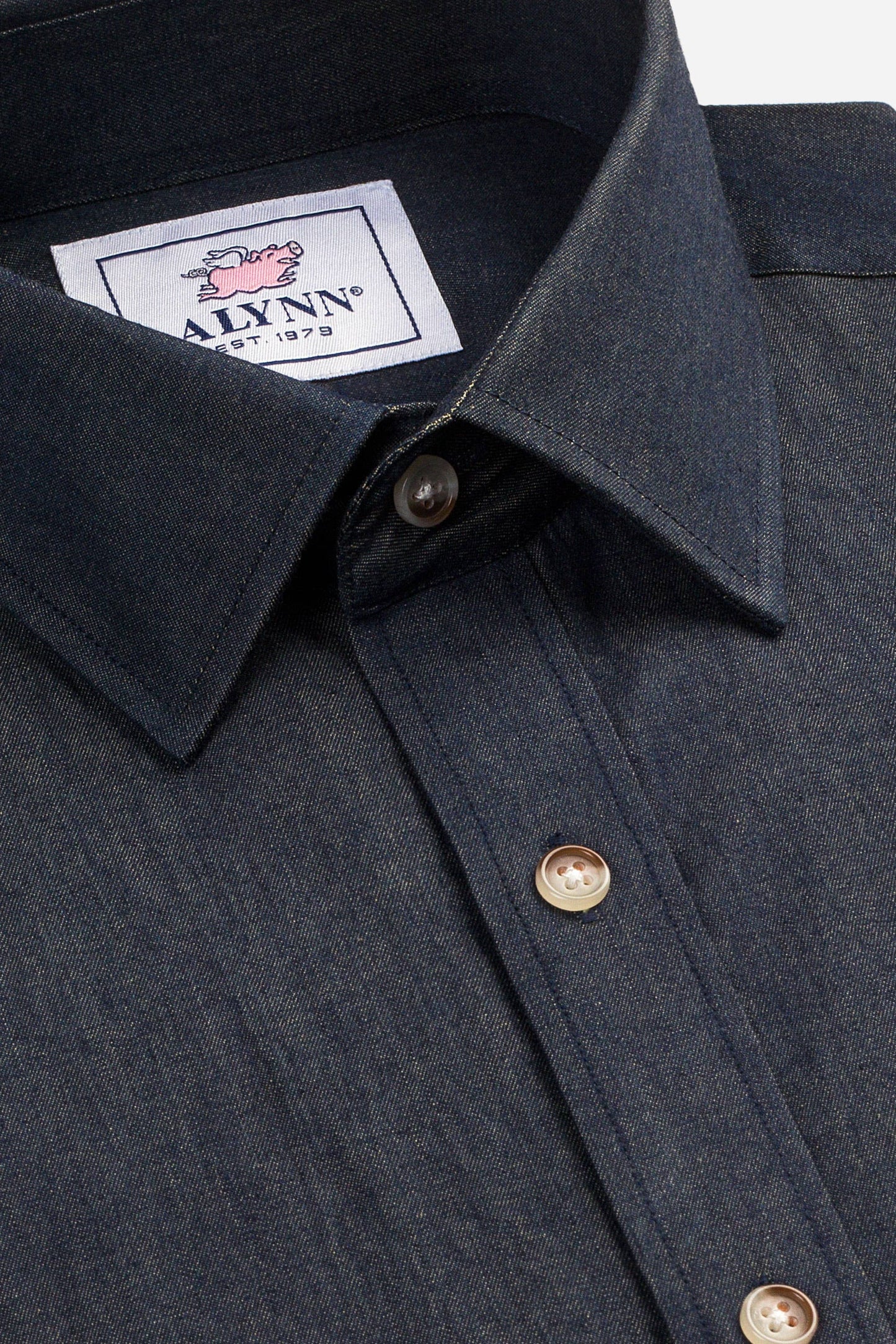 Liam Dark Denim Untuckable Slim Fit Dress Shirt by Alynn