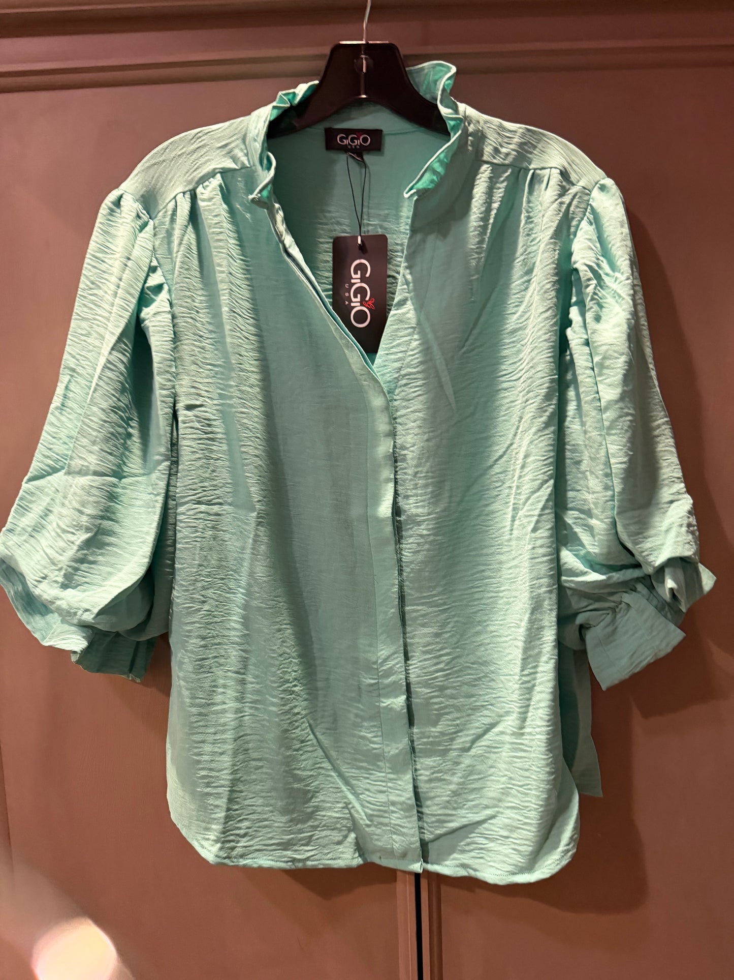 Emerald Ballon Sleeve Blouse