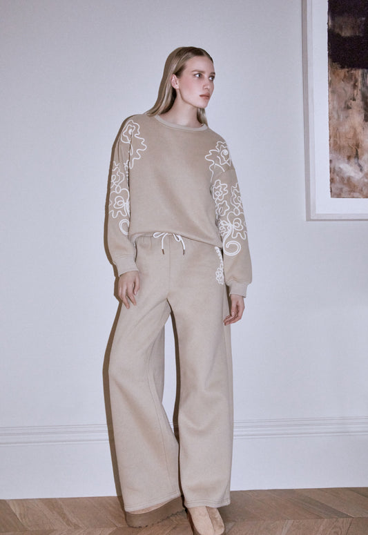 Floral Cornelli Embroidered Sweatshirt and Trouser