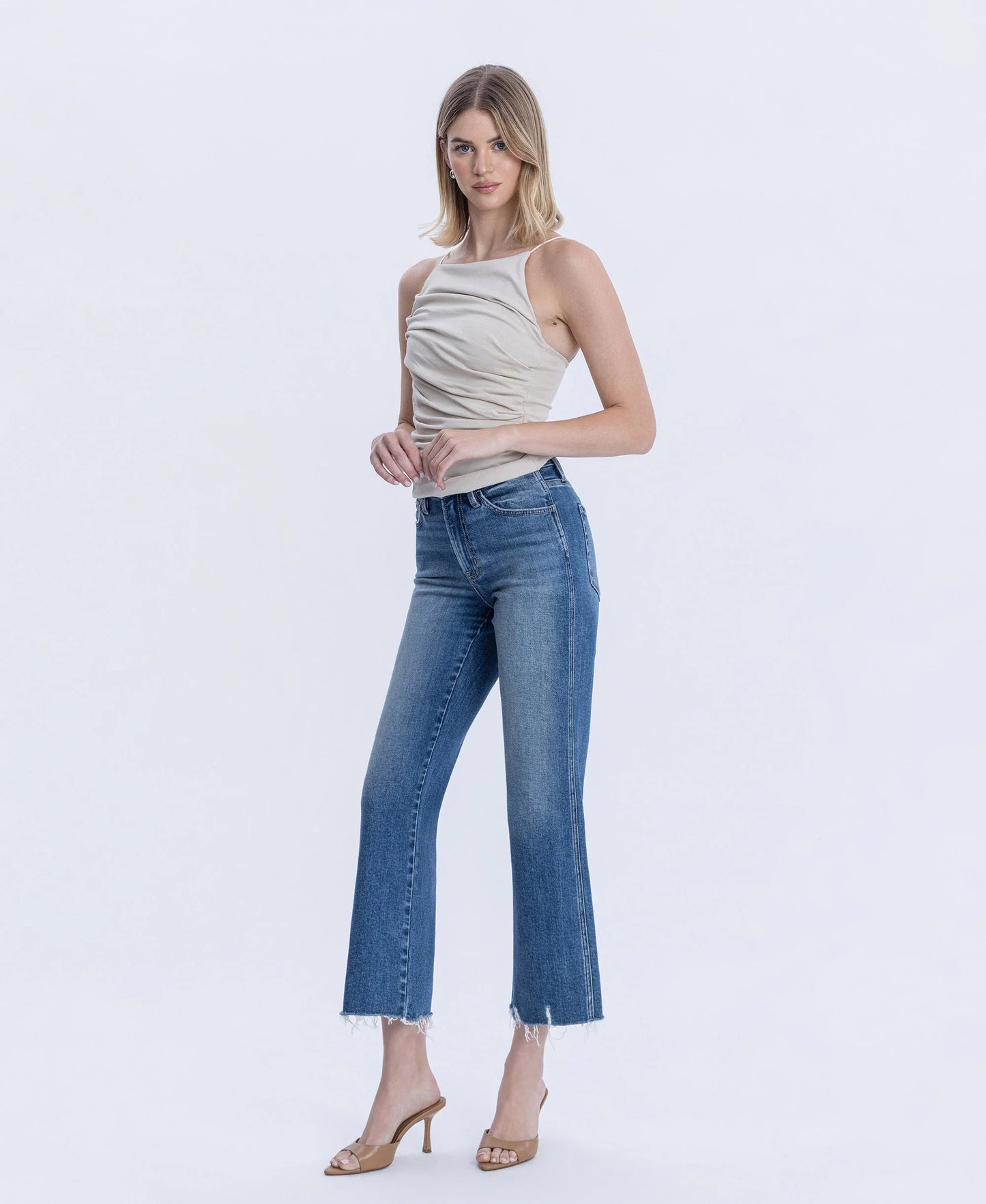 Treasure - High Rise Raw Hem Vintage Flare Jeans